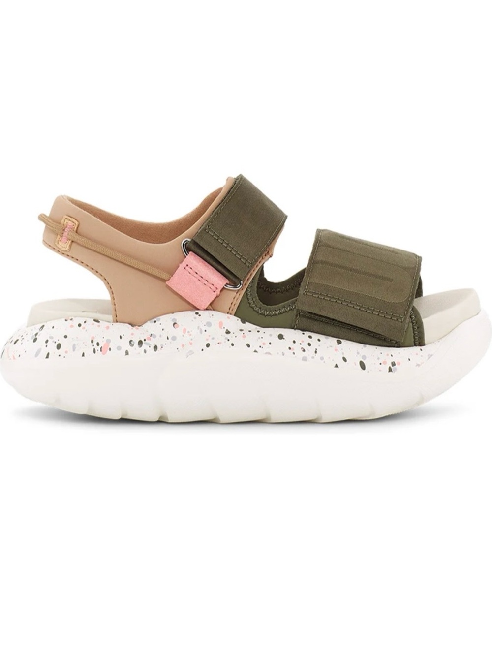 UGG LA Cloud Strap Sandals Olive Green Blush Pink Platform Size 7